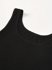 5pcs Solid Ribbed Tank Tops Sleeveless Crew Neck Women's Lingerie