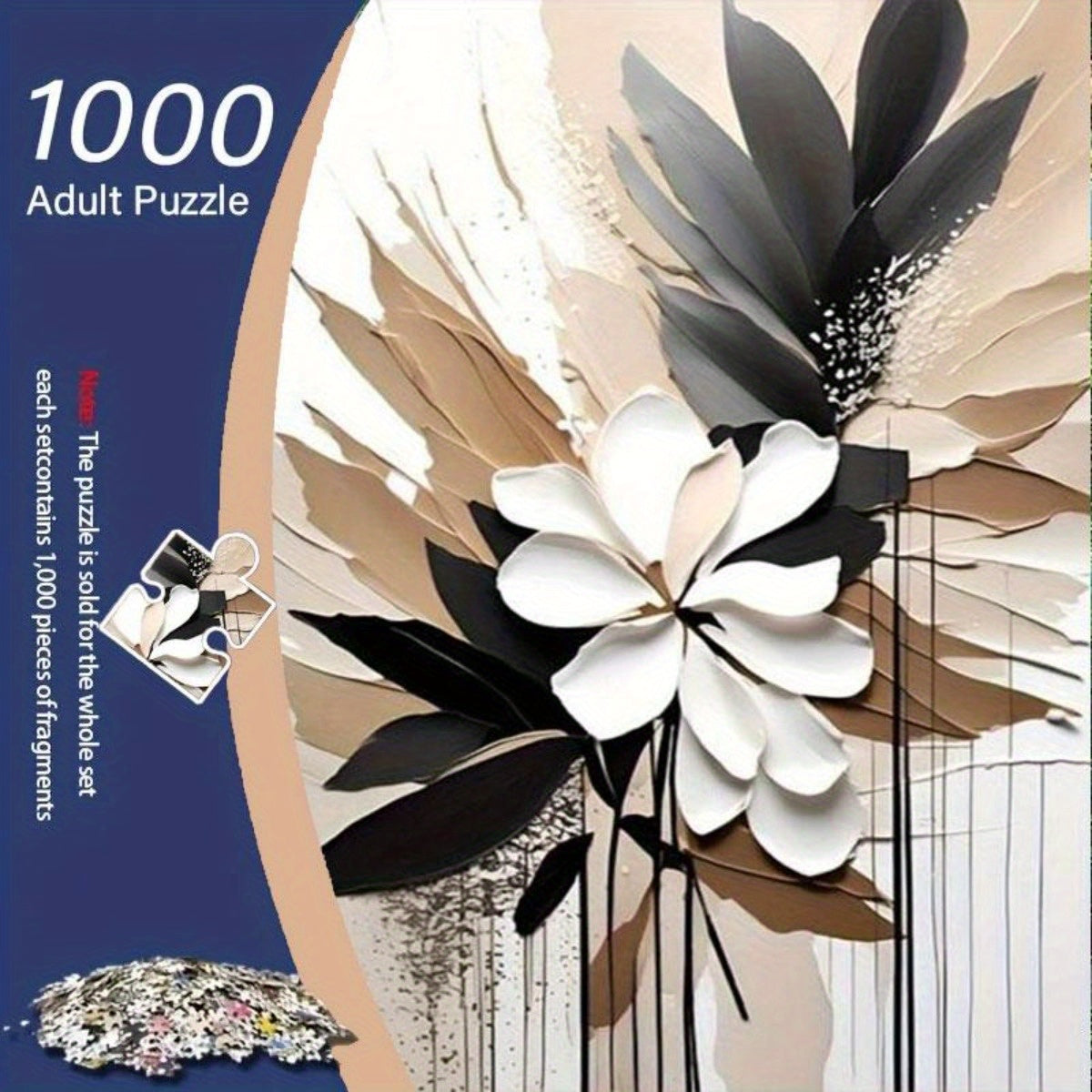 3D Brushstroke Puzzle with Petals and Brown Leaves - Home Decor Decompression