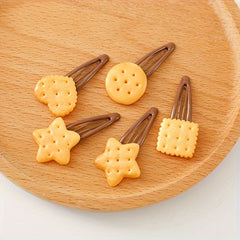 2pcs Fun Cookie Clip Side Clip Non slip Bangs Clip Creative Hair Accessories