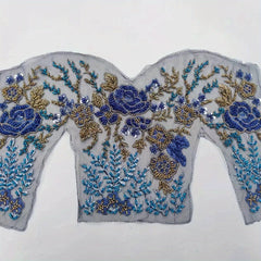 Beaded Tube Embroidered Lace Patch Applique Flower Sticker