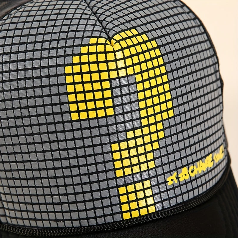 Mosaic Print Mesh Baseball Cap Lightweight Hip Hop Unisex Trucker Hat