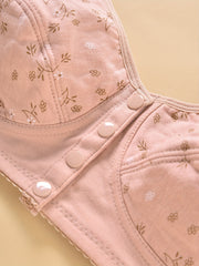 Floral Print Front Closure Wireless Comfort Bra