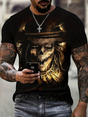 Pirate Skeleton Print T shirt Men's Casual Street Style Tee Shirt