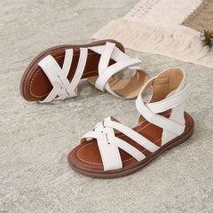 Girls' Solid Open Toe Sandals Lightweight Breathable Beach Summer Shoes