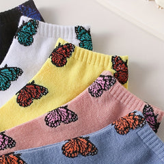 5 Pairs Butterfly Print Ankle Socks Women's Stockings