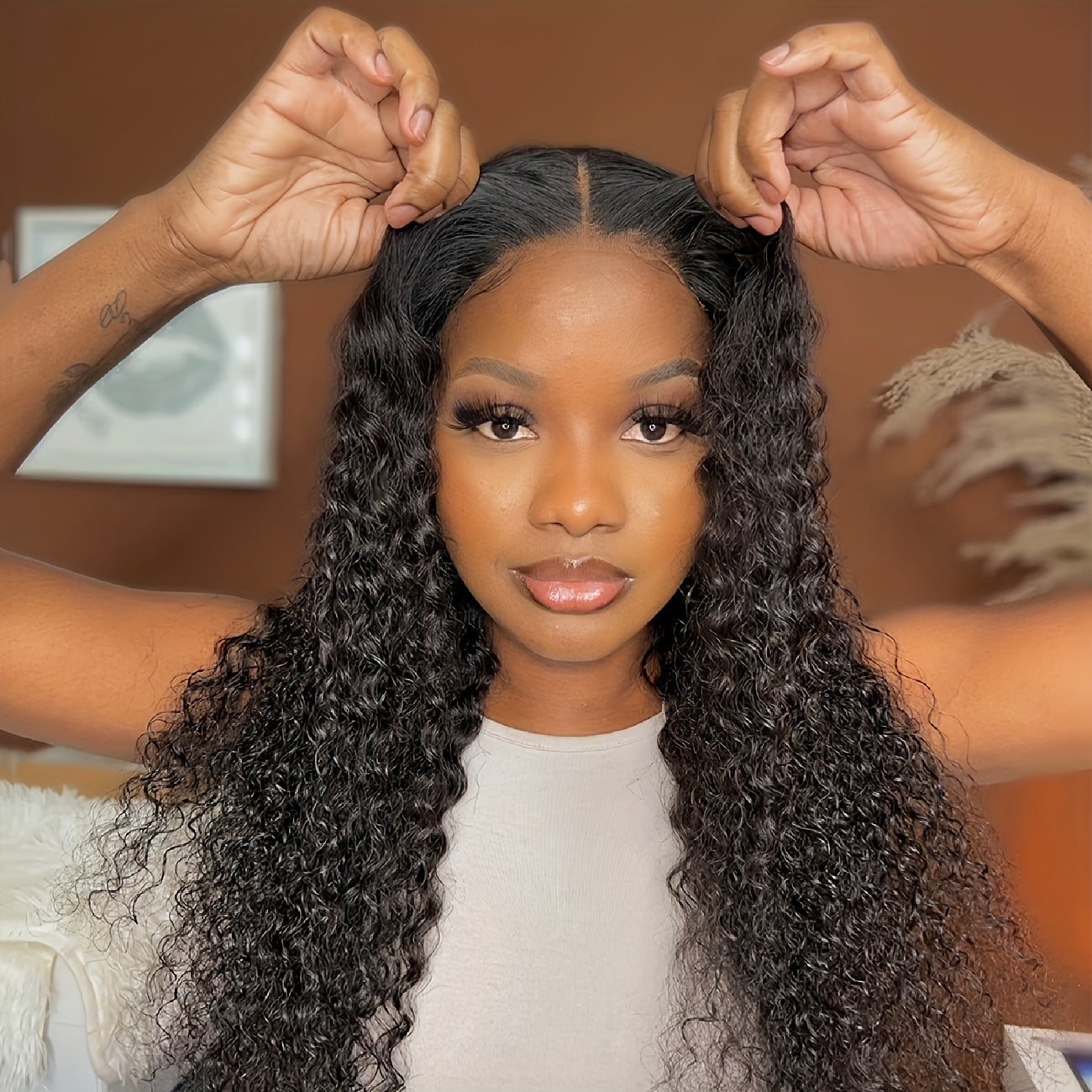 Deep Curly Lace Front Wigs Human Hair Wig Kinky Curly Glueless
