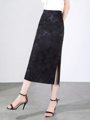 Vintage Split Skirt with Side Buckle for Women