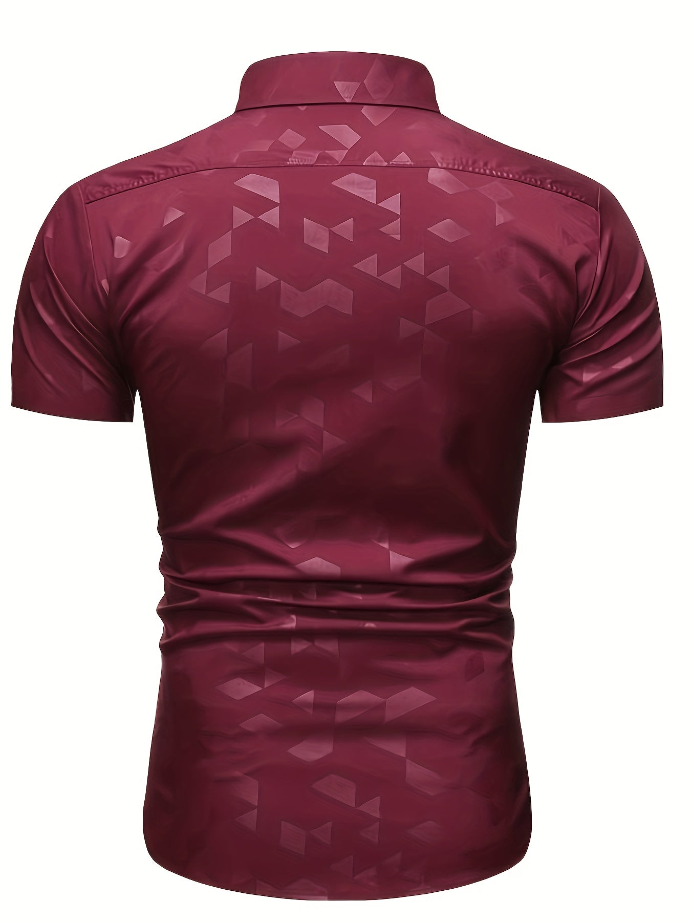 Men's Casual Triangle Embossed Top Shirt Short Sleeve Spring Summer