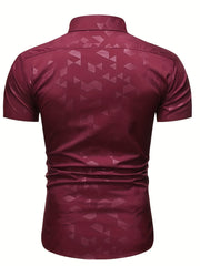 Men's Casual Triangle Embossed Top Shirt Short Sleeve Spring Summer