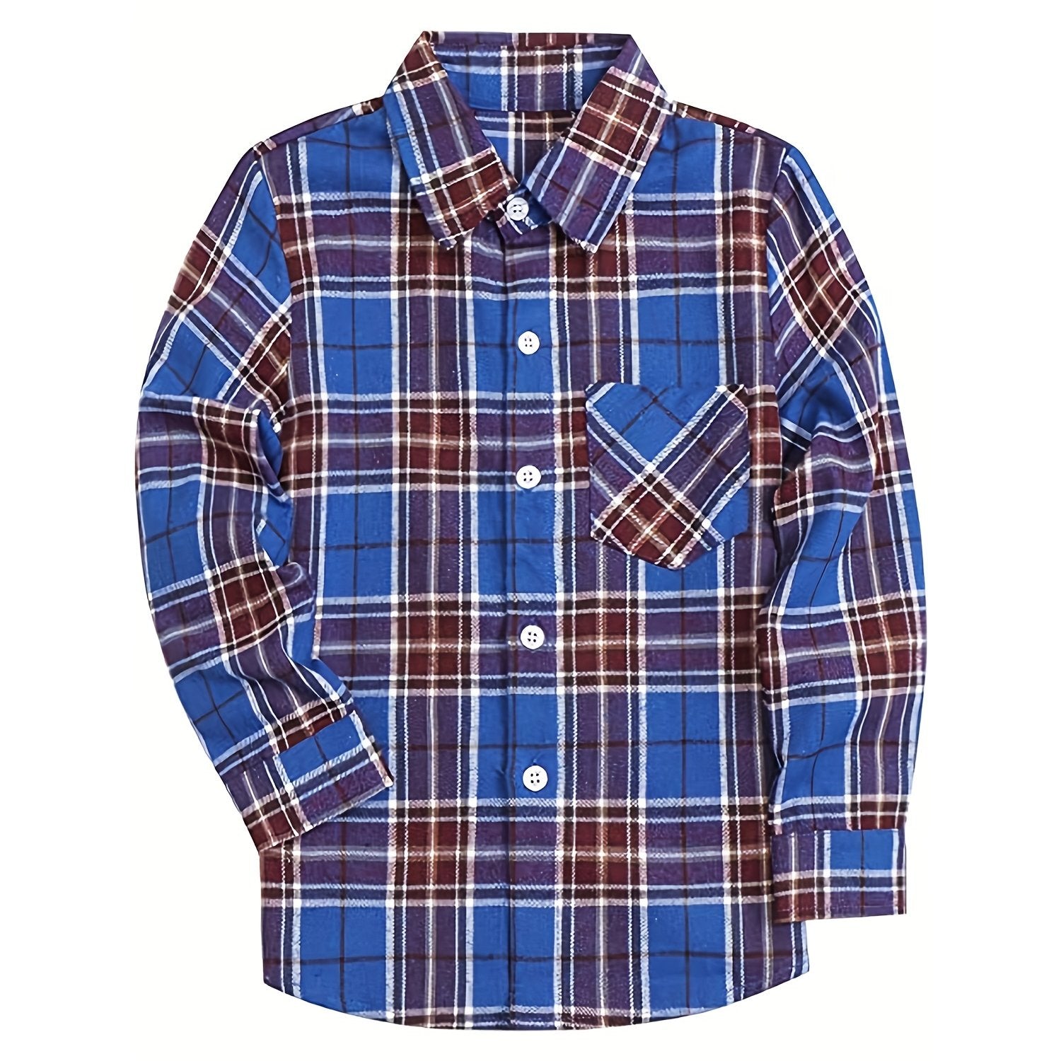 Boy's Plaid Long Sleeve Button Down Shirt