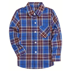 Boy's Plaid Long Sleeve Button Down Shirt