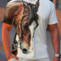 Men's Horse Graphic T Shirt 3D Print Active Stretch Short Sleeve Tee