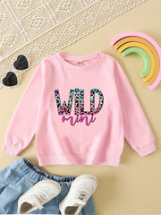 Leopard Graphic Sweatshirt for Toddler Girls Spring Autumn Crew Neck Top