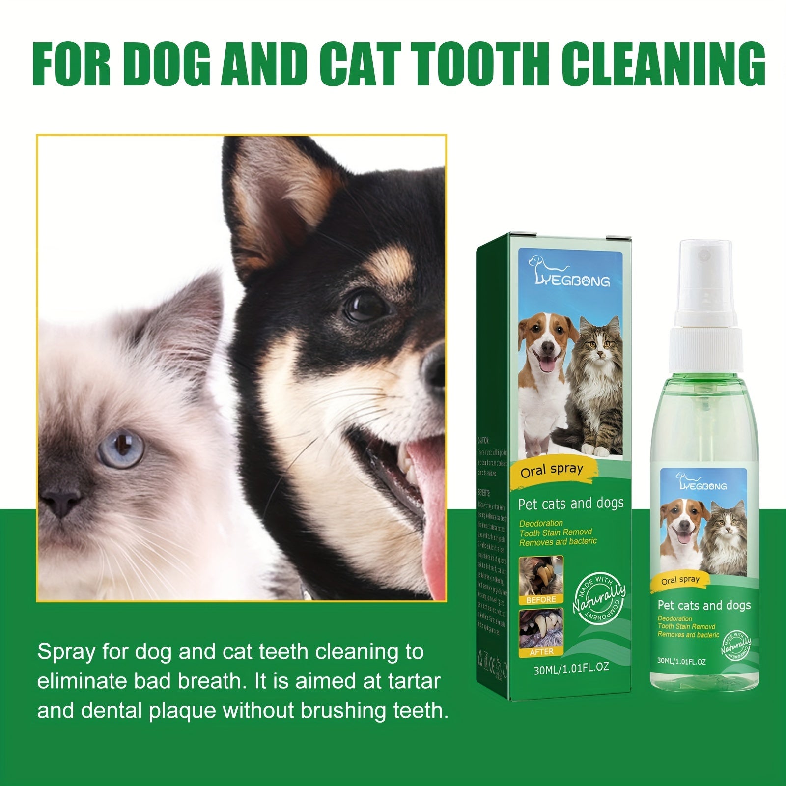 Pet Dental Spray for Dogs & Cats - Oral Care Teeth Cleaning Spray