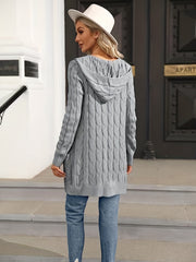Chunky Knit Hooded Cardigan Vintage Sweater
