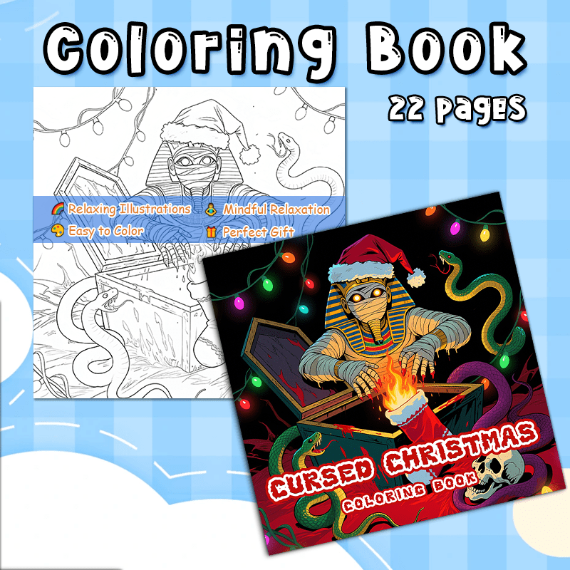 Dark Goth Christmas Adult Coloring Book Santa Claus Terrifying Scene Family Gift