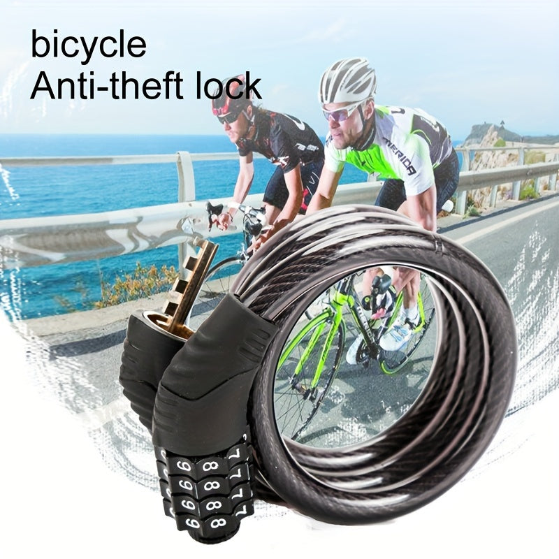 Mountain Bike 4-Digit Combo Lock Steel Wire Chain Cycling Equipment