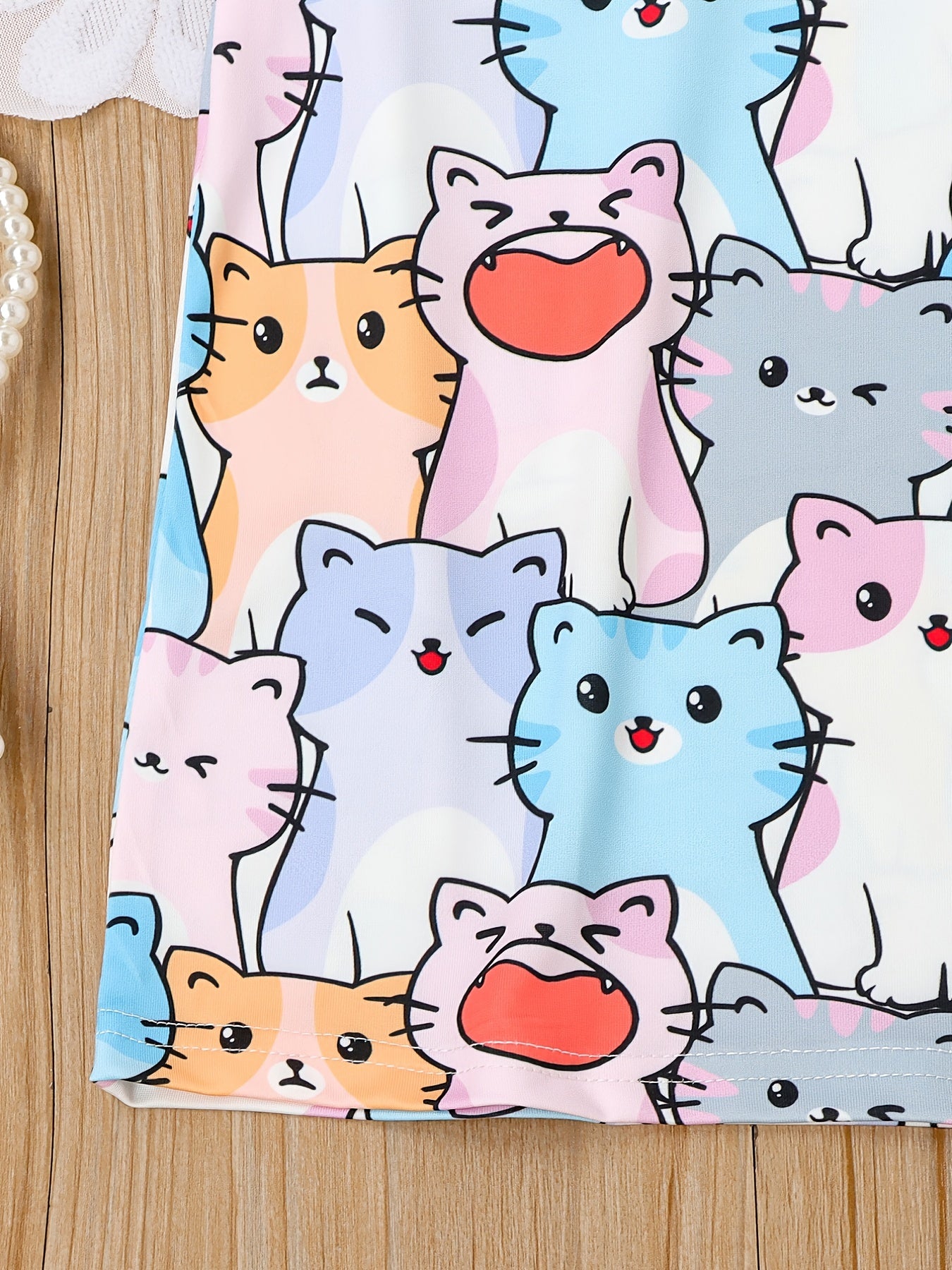 Cats Allover Print Girls Short Sleeve T Shirt Dress