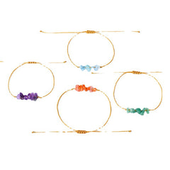 Natural Crystal Gravel Raw Stone Bracelet with Rope