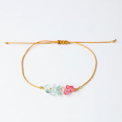 Natural Crystal Gravel Raw Stone Bracelet with Rope