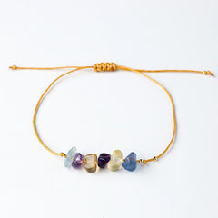 Natural Crystal Gravel Raw Stone Bracelet with Rope