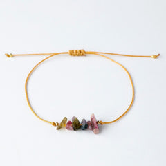 Natural Crystal Gravel Raw Stone Bracelet with Rope