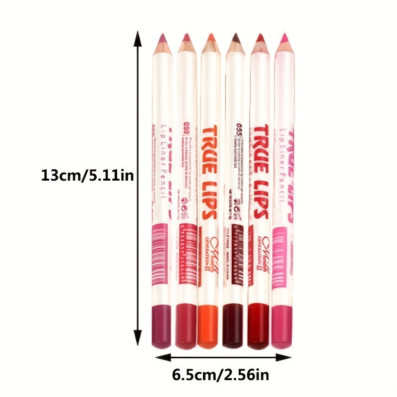 6pcs Waterproof Lip Liner Pencil Red Matte Finish Lipstick Pen