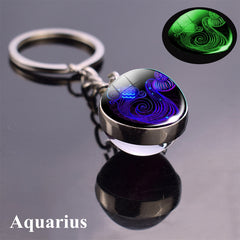 Constellation Luminous Glass Ball Zodiac Keychain