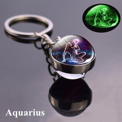 Constellation Luminous Glass Ball Zodiac Keychain