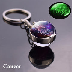 Constellation Luminous Glass Ball Zodiac Keychain
