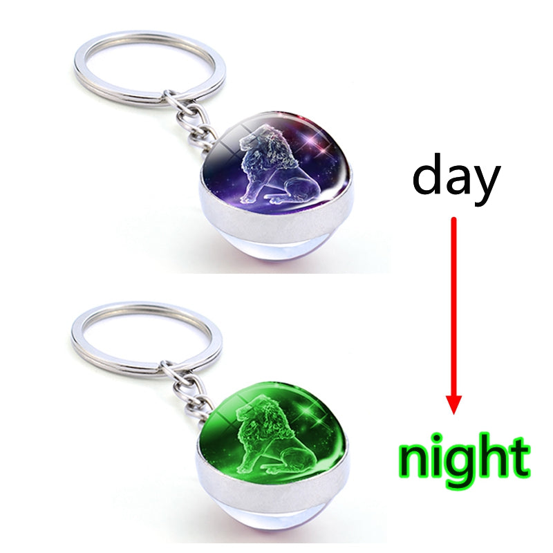 Constellation Luminous Glass Ball Zodiac Keychain
