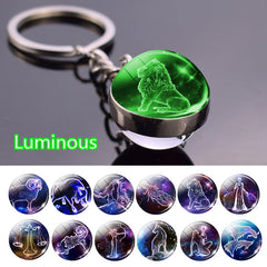 Constellation Luminous Glass Ball Zodiac Keychain