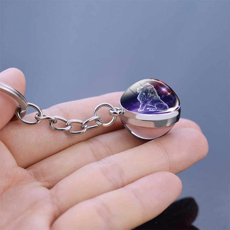 Constellation Luminous Glass Ball Zodiac Keychain