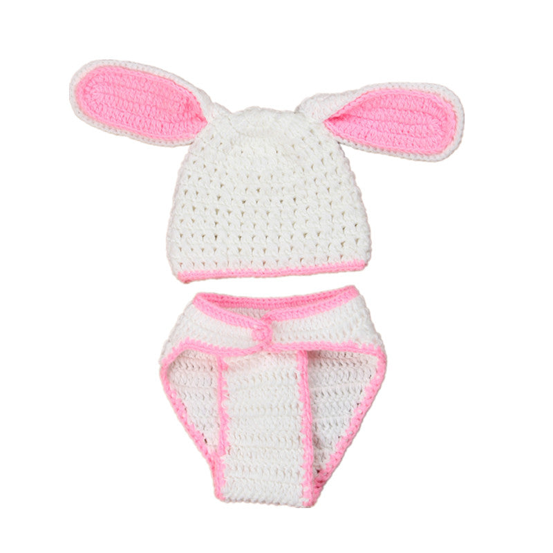 Adorable Bunny Costume Knitted Hat for Baby Photo Shoots