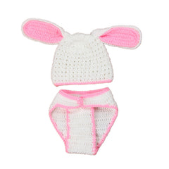 Adorable Bunny Costume Knitted Hat for Baby Photo Shoots