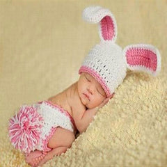 Adorable Bunny Costume Knitted Hat for Baby Photo Shoots