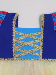 Girls Princess Dress Puff Sleeve Tulle Sequins Decor Cosplay Performance Dress