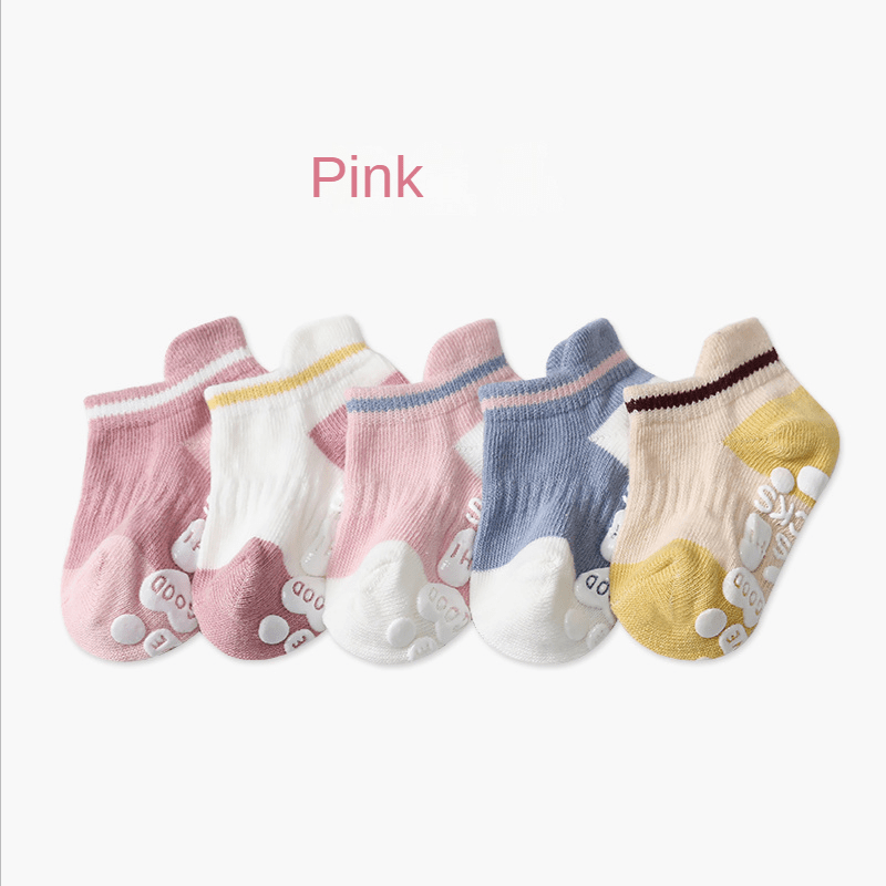 5-Pack Non Slip Baby Girls Low Top Floor Socks