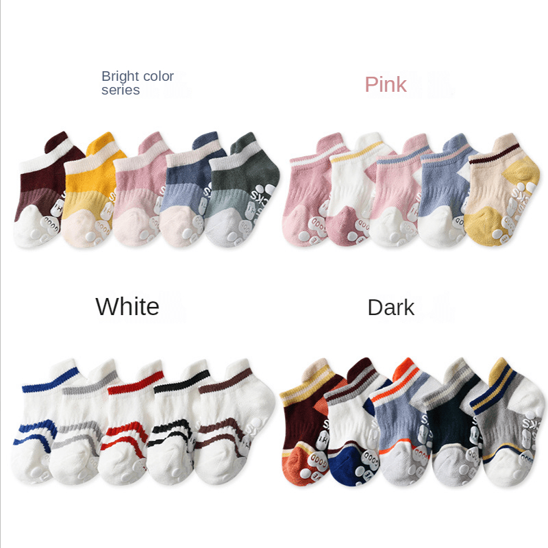 5-Pack Non Slip Baby Girls Low Top Floor Socks