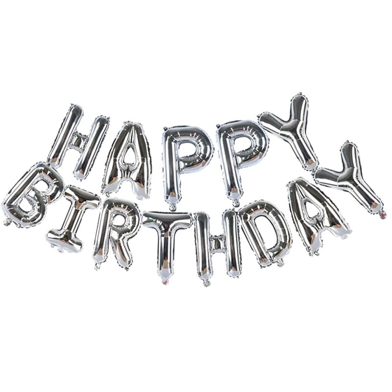 25pcs Silvery Happy Birthday Balloon Set