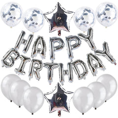 25pcs Silvery Happy Birthday Balloon Set