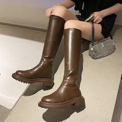 Knee High Chelsea Boots Women Flats Platform Casual Shoes