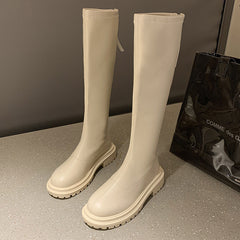 Knee High Chelsea Boots Women Flats Platform Casual Shoes