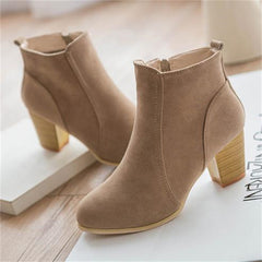 Women's Chunky Heeled Ankle Boot Suede Autumn Winter Boots