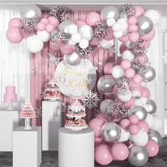 118pcs Silvery Pink Balloon Latex Balloons Gender Reveal Balloons