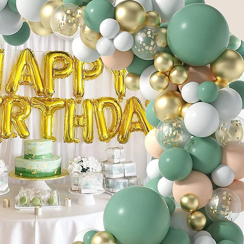 117pcs Green Golden Party Balloons Wedding Bachelorette Decorations