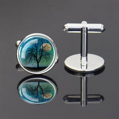 Tree Of Life Cufflinks Men's Silver Jewelry For Birthday