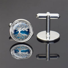 Tree Of Life Cufflinks Men's Silver Jewelry For Birthday