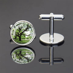 Tree Of Life Cufflinks Men's Silver Jewelry For Birthday