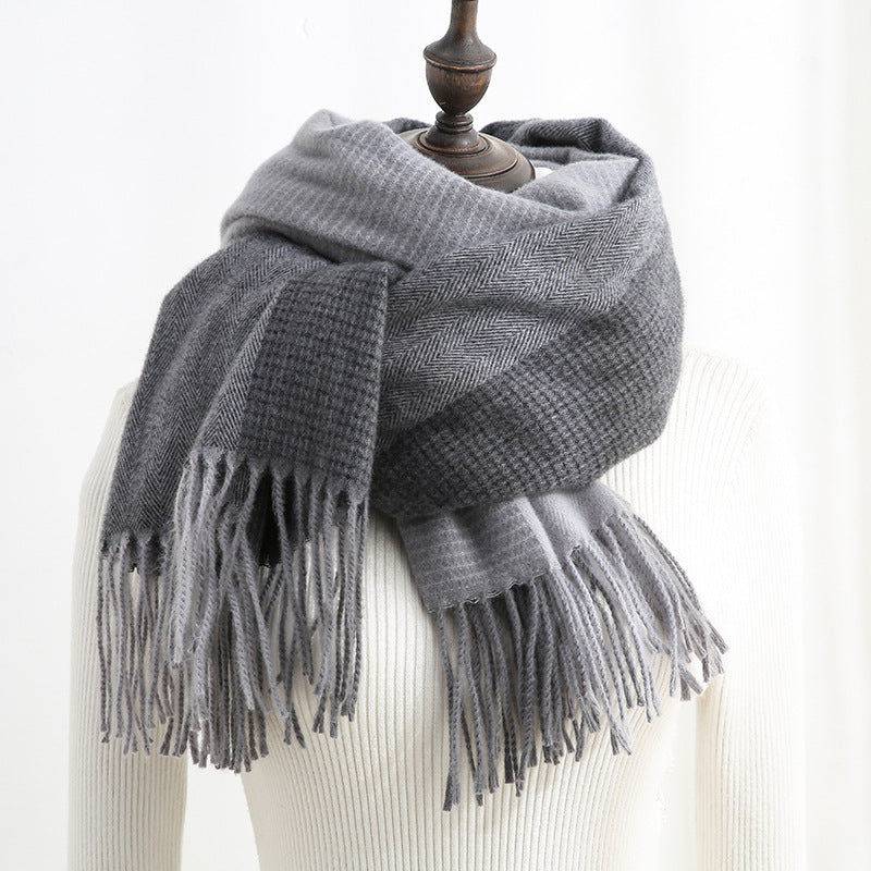 Women's Thermal Shawl with Tassel Faux Cashmere Scarf